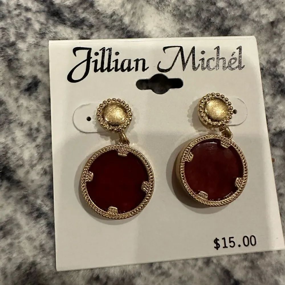 Jillian Michel Double circle brick red stud earrings